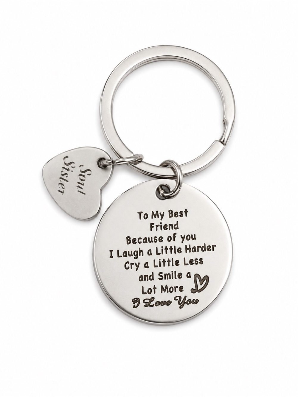 Engraved 'To My Best Friend' Soul Sister Silver Keychain